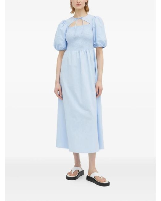 Résumé Blue Smocked Cut-Out Dress