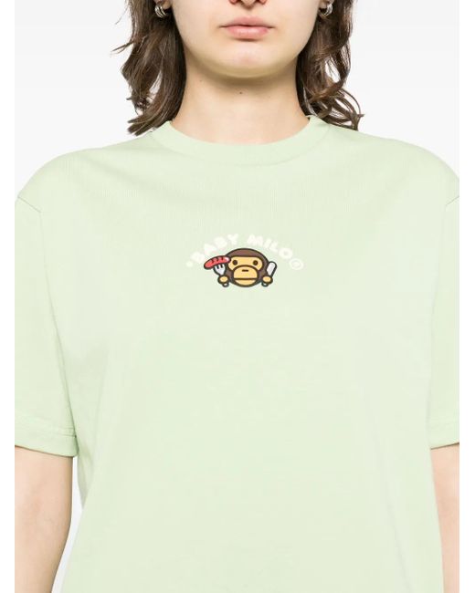 A Bathing Ape Green Logo-Print T-Shirt
