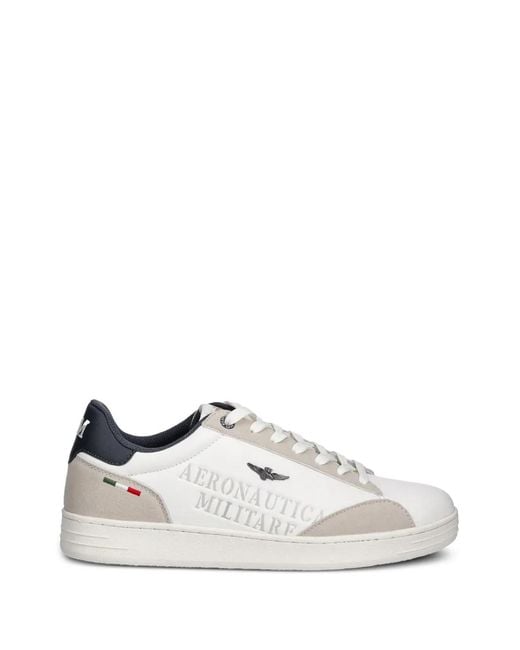 Aeronautica Militare White Logo-Lettering Lace-Up Low-Top Sneakers for men