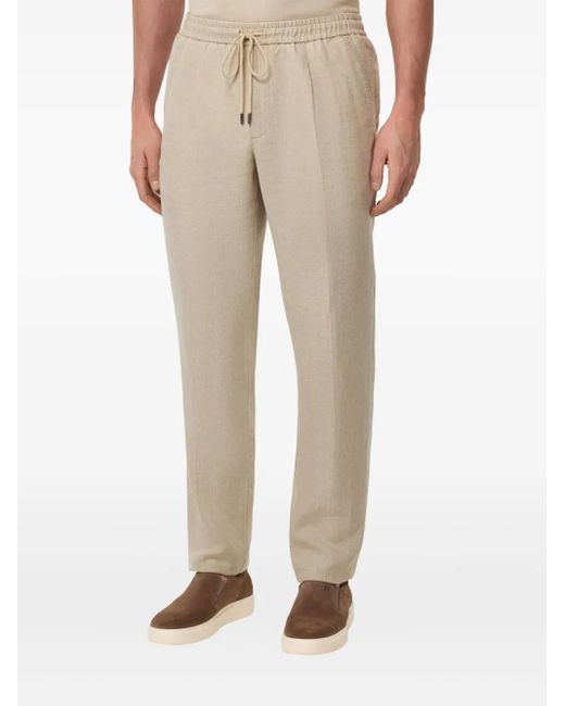 Boggi Natural City Drawstring Side-Dart Trousers for men