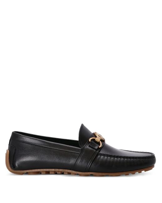Moschino Black Leather Medallion-Detail Loafers for men
