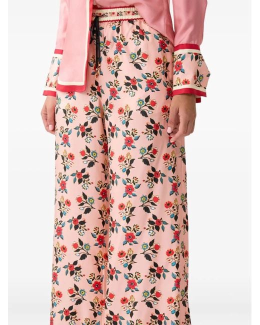 Camilla Red Floral-Print Drawstring Trousers