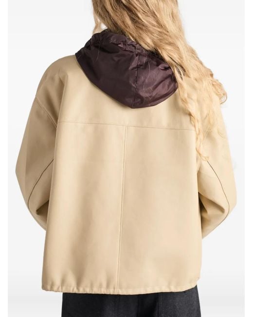 Prada Natural Logo-Detail Leather Jacket