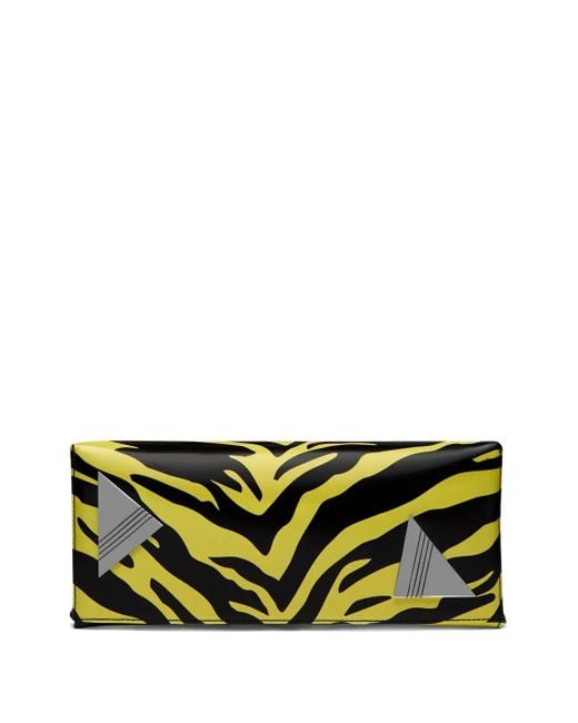 The Attico Zebra-print Clasp Clutch Green