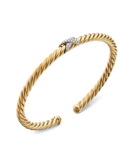 David Yurman Metallic 18Kt X Cablespira Station Diamond Bracelet (4Mm)