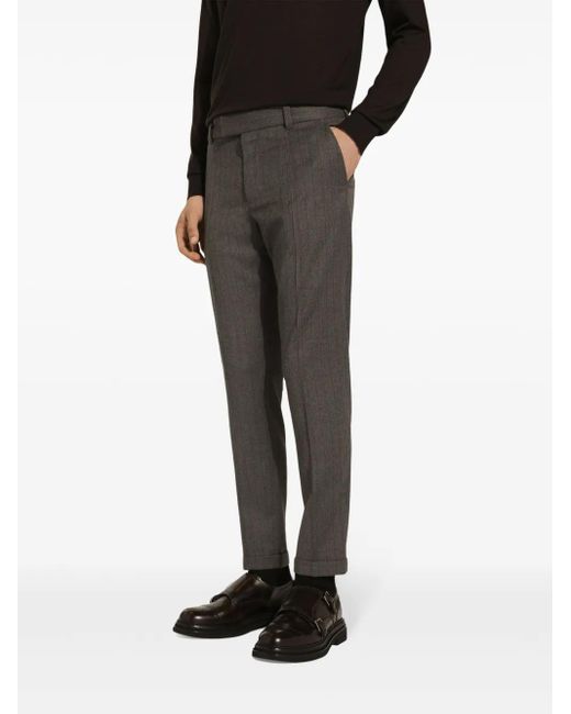 Dolce & Gabbana Gray Pinstripe Stretch-Wool Trousers for men