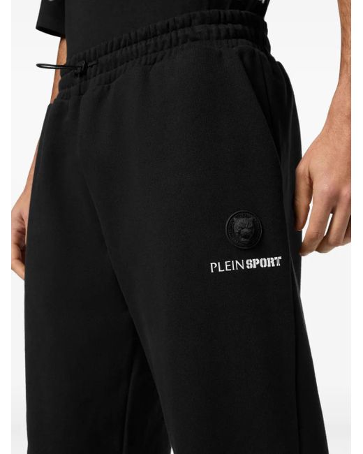 Philipp Plein Black Scratch-Print Track Pants for men