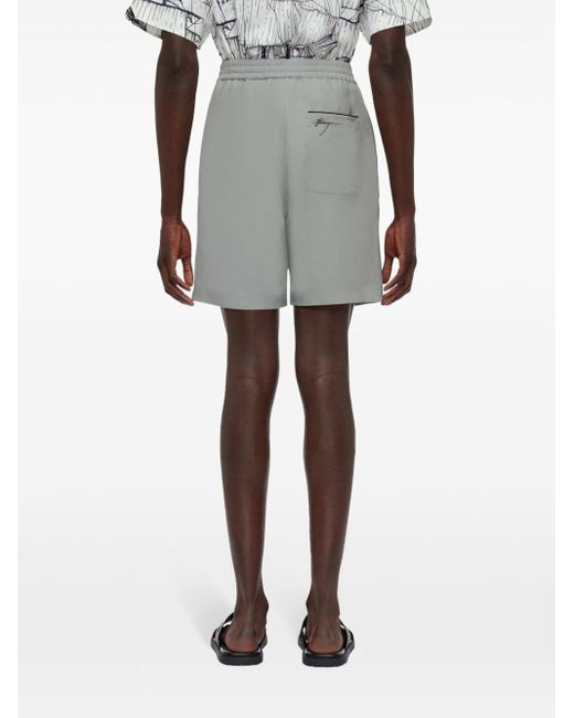 Ferragamo Gray Logo-embroidered Straight-leg Shorts for men