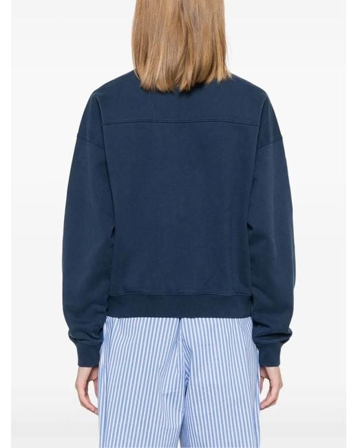 Sporty & Rich Blue Embroidered-Motif Sweatshirt