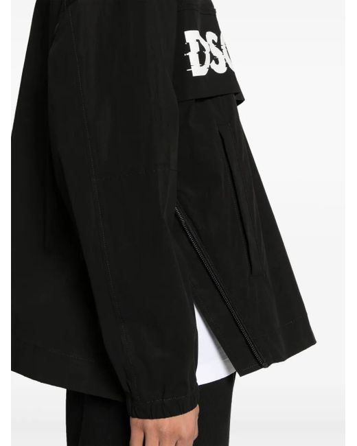 DSquared² Black Logo-print Half Zip Jacket - Men's - Cotton/spandex/elastane for men