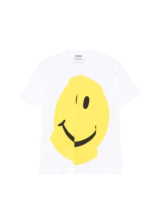 Moschino Yellow Graphic Print Short Sleeve Top