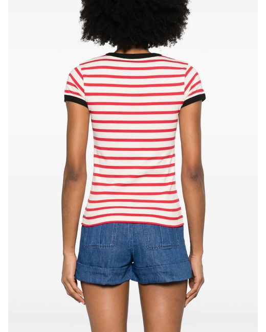 Valentino Garavani Red Striped Jersey Cotton T-Shirt