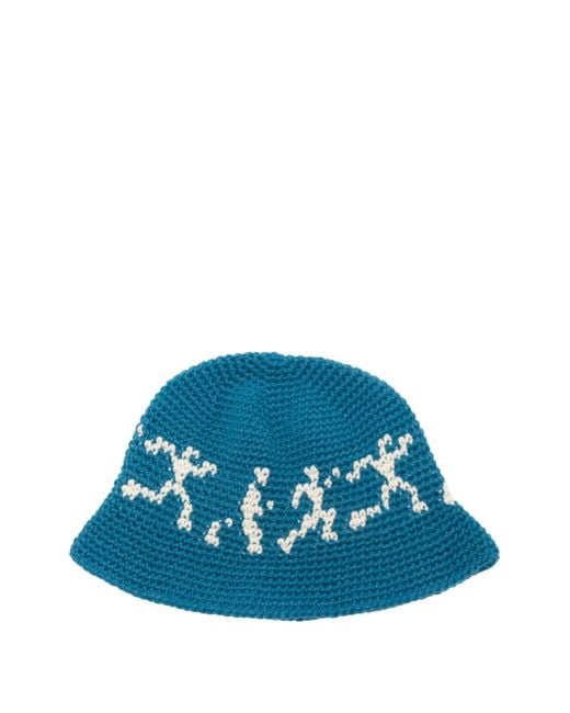 Kidsuper Blue Running Guys Bucket Hat