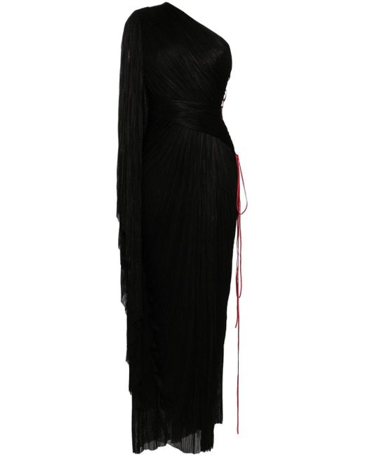 Robe longue drapée à design asymétrique à une épaule Maria Lucia Hohan en coloris Black