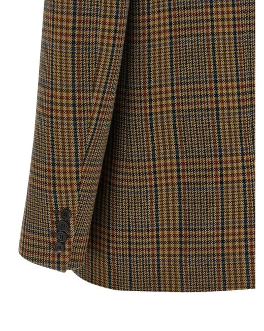 Saint Laurent Prince Of Wales Geruite Blazer in het Green