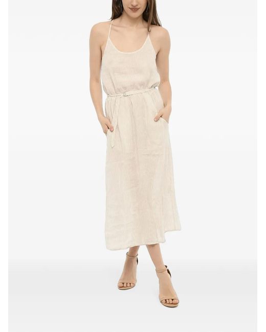 Woolrich Natural Striped Belted Midi Dress