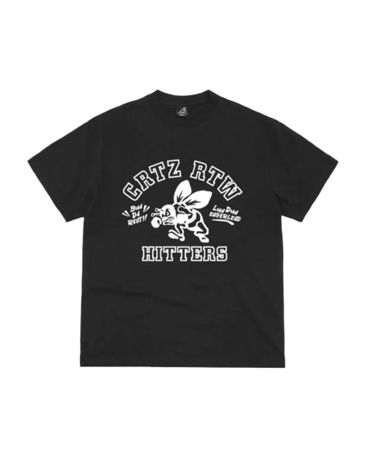 corteiz Black The Hitters Graphic-Print Cotton T-Shirt