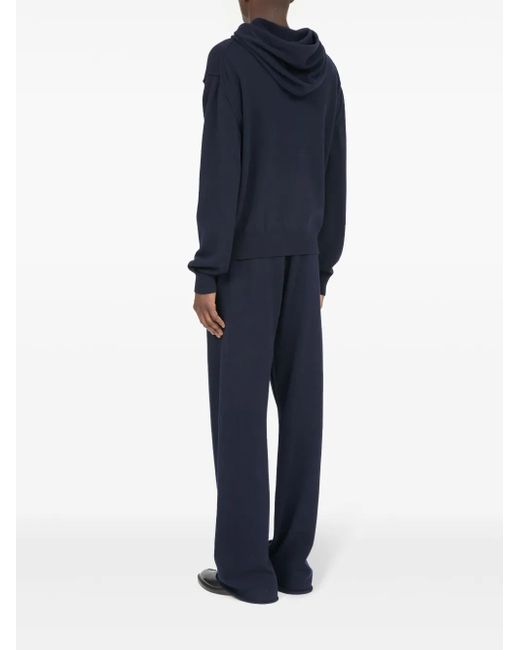 Maison Margiela Blue Pouch-Pocket Kntited Hoodie for men