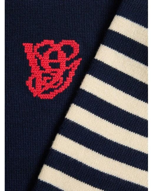 Valentino Garavani Blue Embroidery Striped Sweater for men