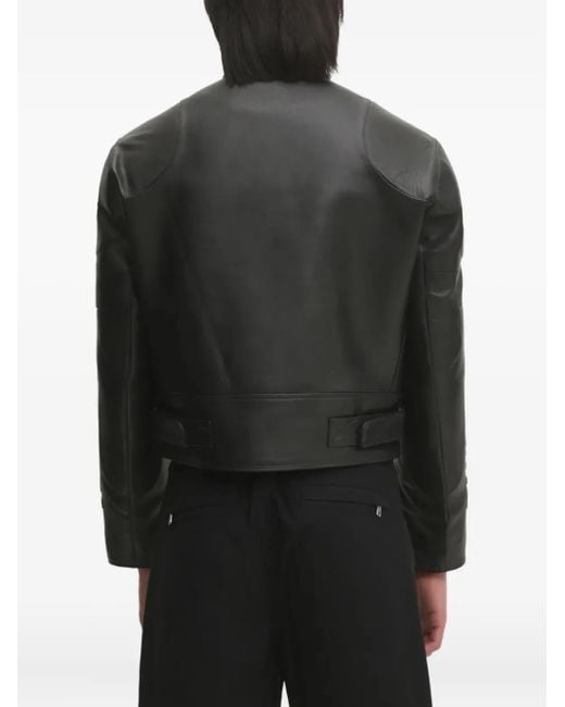 Vetements Black Logo-Embossed Leather Jacket for men