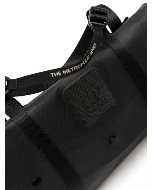 C P Company Black Rubber Reps Logo-patch Belt Bag for men