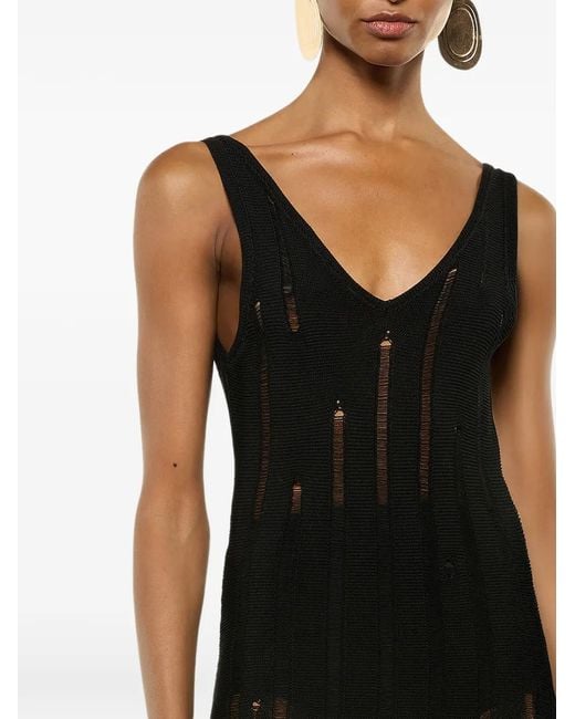 Laneus Black V-Neck Knit Maxi Dress