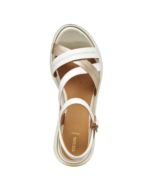 Geox White Elowynne Crossover-Strap Sandals