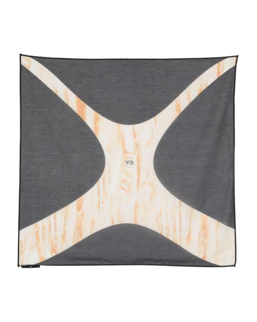 Y-3 Gray Abstract-print Scarf