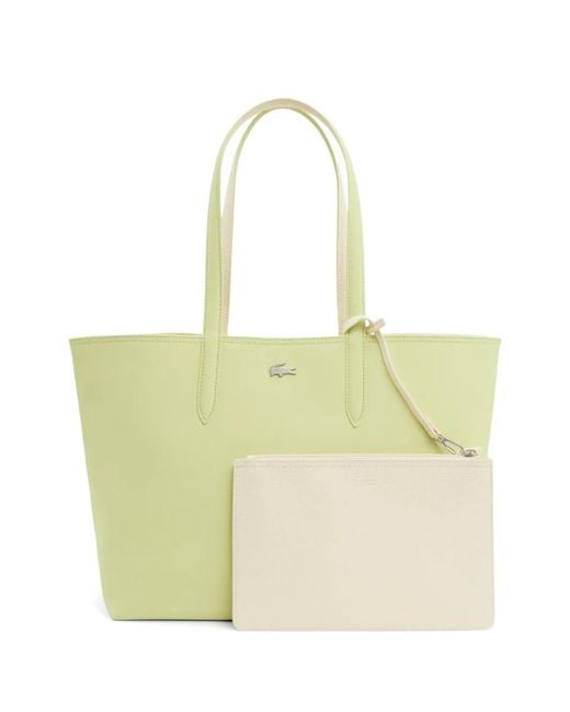 Lacoste Green Anna Reversible Logo Plaque Tote Bag