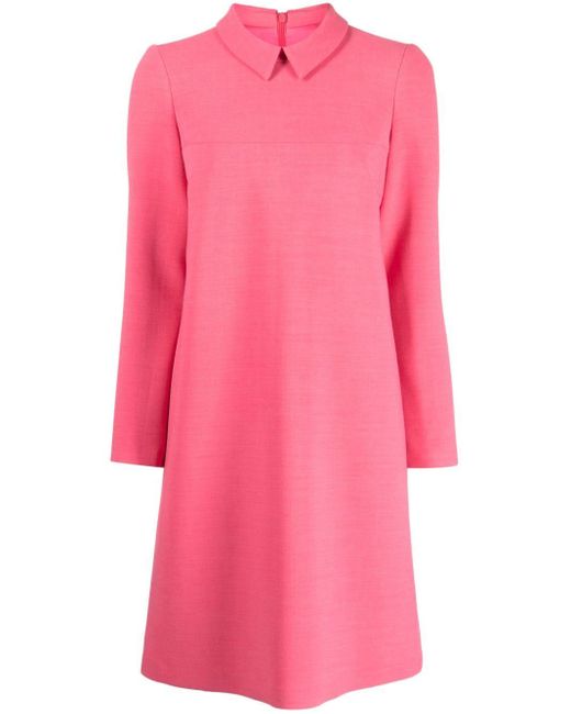 Paule Ka Pink Pointed-collar A-line Dress
