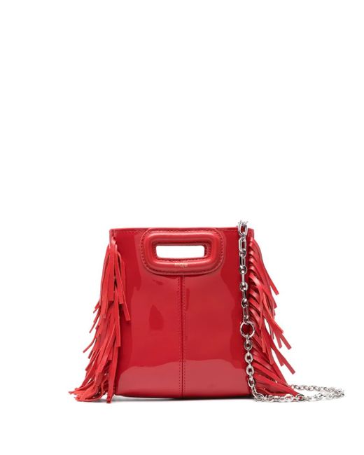 Borsa Mini Con Frange di Maje in Red
