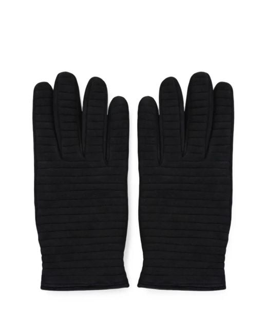 Moorer Black Quilted Elasticated-Cuff Gloves for men