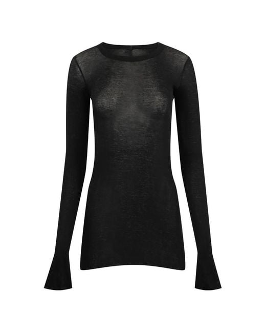 Rick Owens Black Ribbed Long-Sleeve T-Shirt