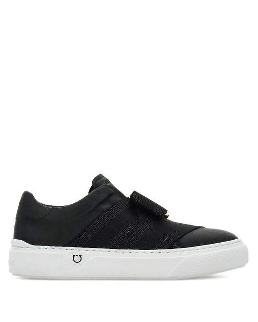 Ferragamo Black Bow Gancio Slip-On Sneakers