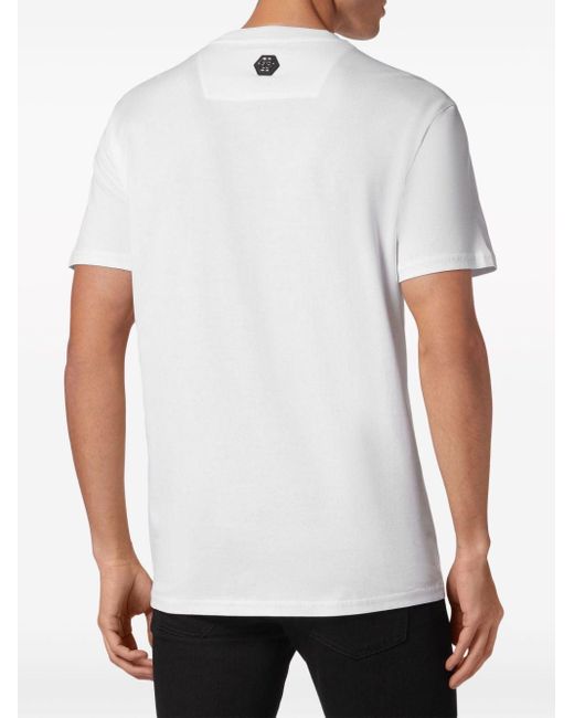 Camiseta con esqueleto de strass Philipp Plein de hombre de color White