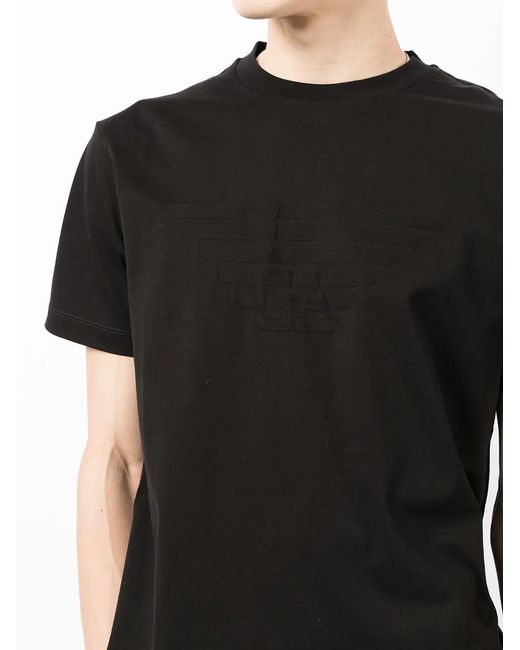 Emporio Armani Black Logo Cotton T-shirt for men