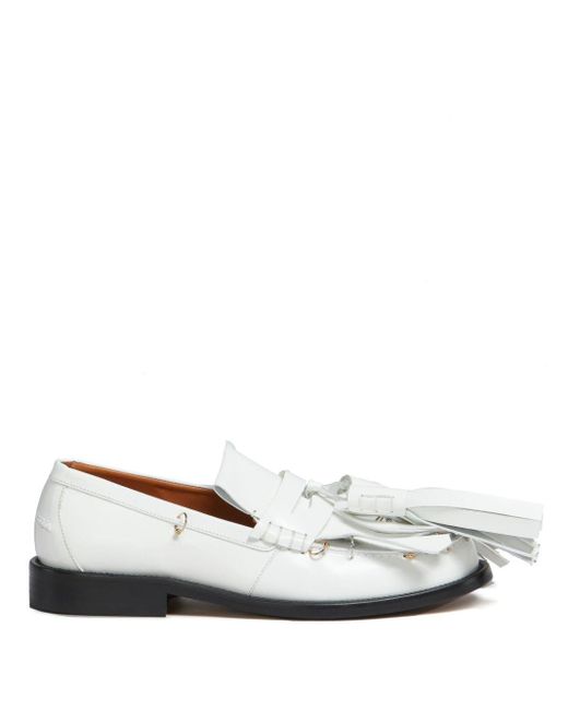 Marni White Tassel-detail Leather Loafers