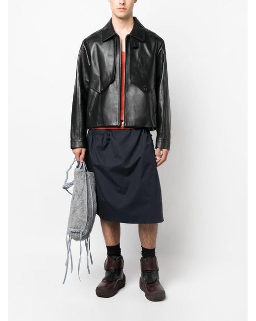 Kiko Kostadinov Black Murad Zip-up Leather Jacket for men