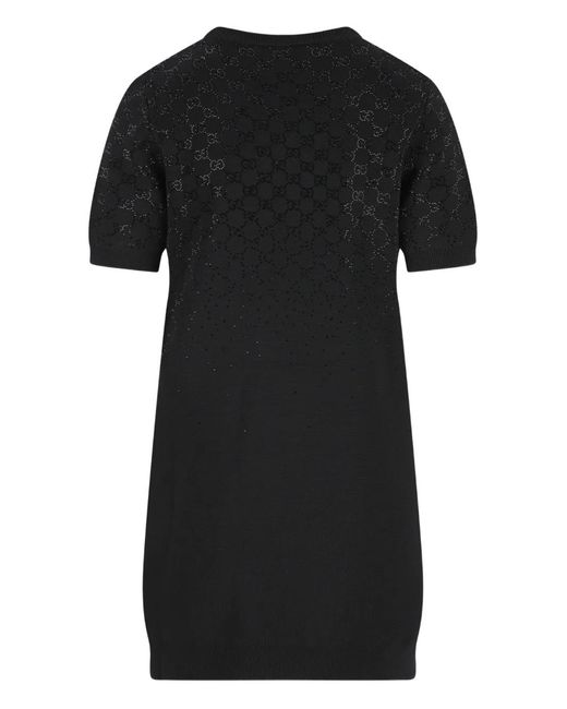 Gucci Black Logo-Pattern Mini Dress