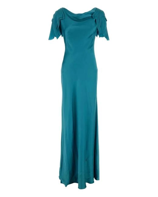 Alberta Ferretti Blue Satin Dress