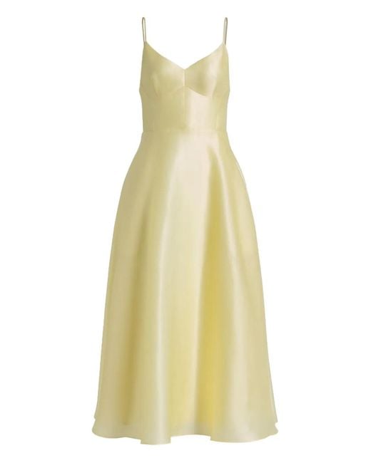 Alberta Ferretti Yellow Triple Organza Midi Round Dress
