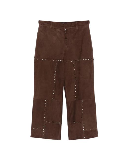 Moschino Brown Studded Panel Trousers