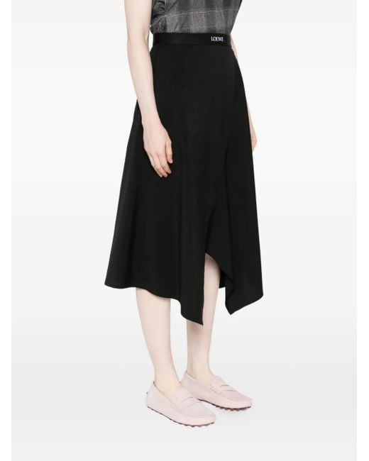 Loewe Black Asymmetric Midi Skirt