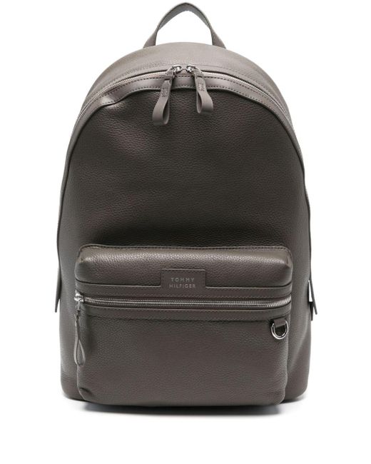 Tommy Hilfiger Gray Premium Leather Backpack for men