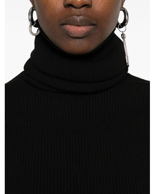 Rick Owens Black Gerippter Rollkragenpullover