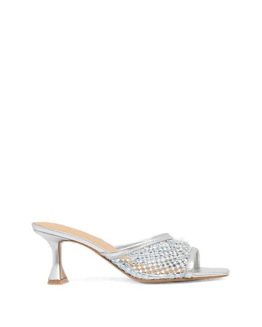 Guess White Crystal-Embellished Mesh Sandals