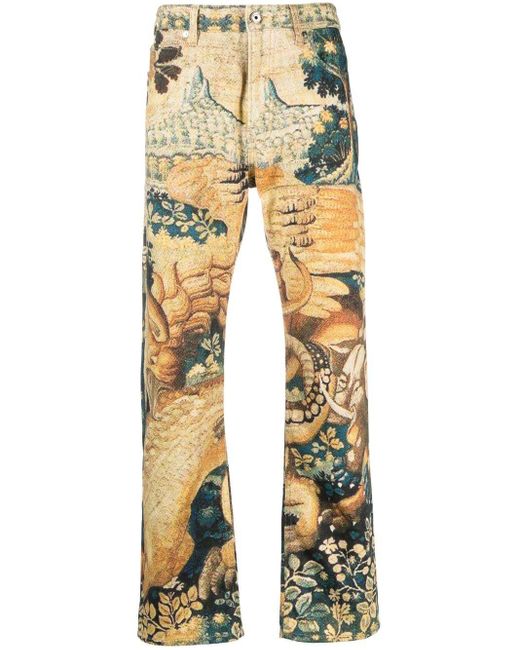 Just Cavalli Wide-leg Printed Jeans in Yellow for Men | Lyst