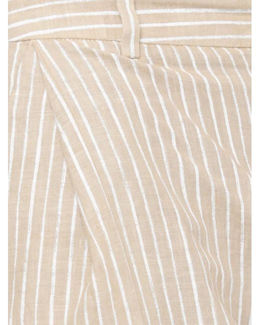 120% Lino White Vertical-Stripe Linen Trousers
