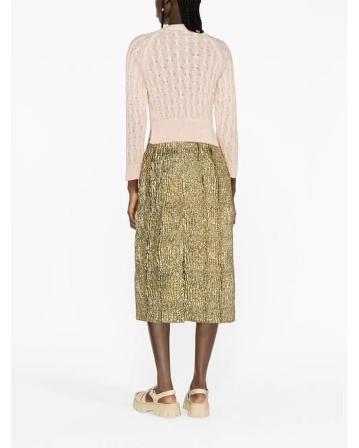 Simone Rocha Pink Beaded Cable Knit Cardigan