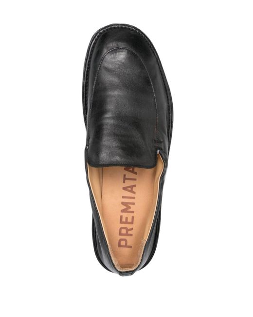 Premiata Black Slip-on Leather Loafers for men
